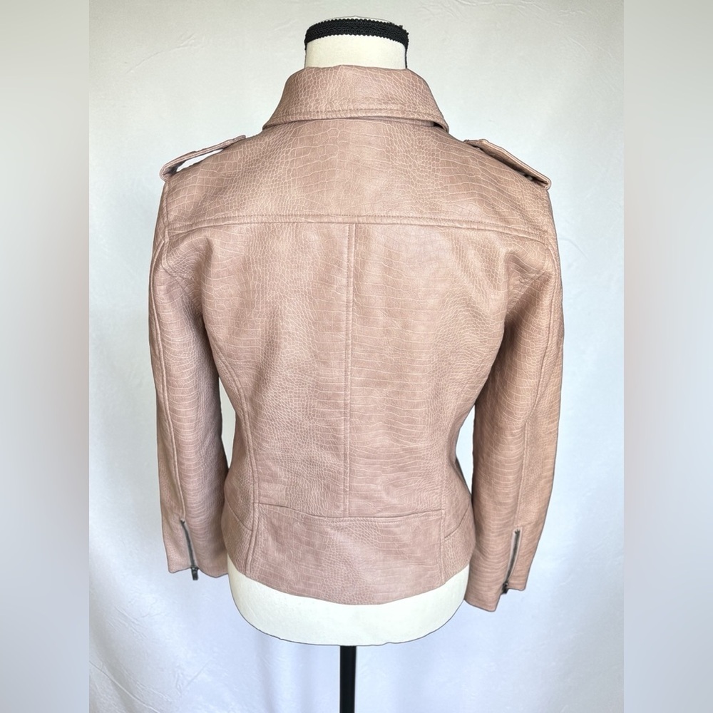 B.B Dakota Taupe Vegan Leather Moto Jacket - Size Small - NEW - Picture 7 of 10
